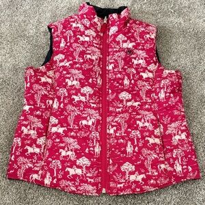 Ariat Girls Pink and White Horse Puffer Vest